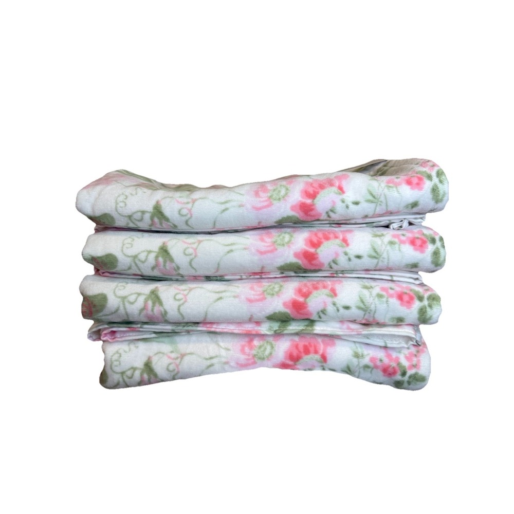 Laura Ashley Bath Towels Set Morning Gloria Floral 4 Pcs Pink Green White NWT